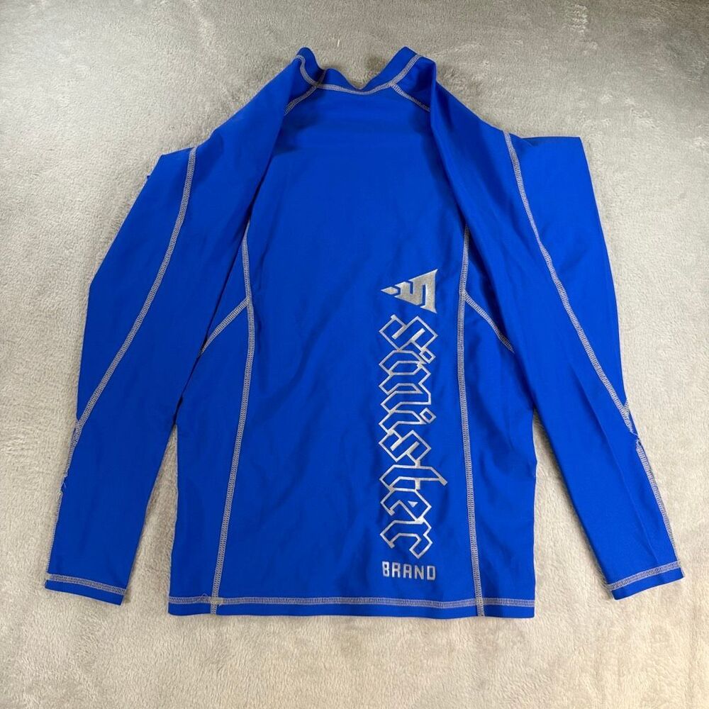 Sinister Brand Blue Long Sleeve Compression Rash Guard Swim Shirt  F